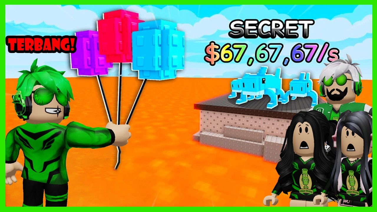 Aku Terbang Menggunakan Balon Untuk Ambil Brainrot Langka - Roblox Balloon To Brainrot