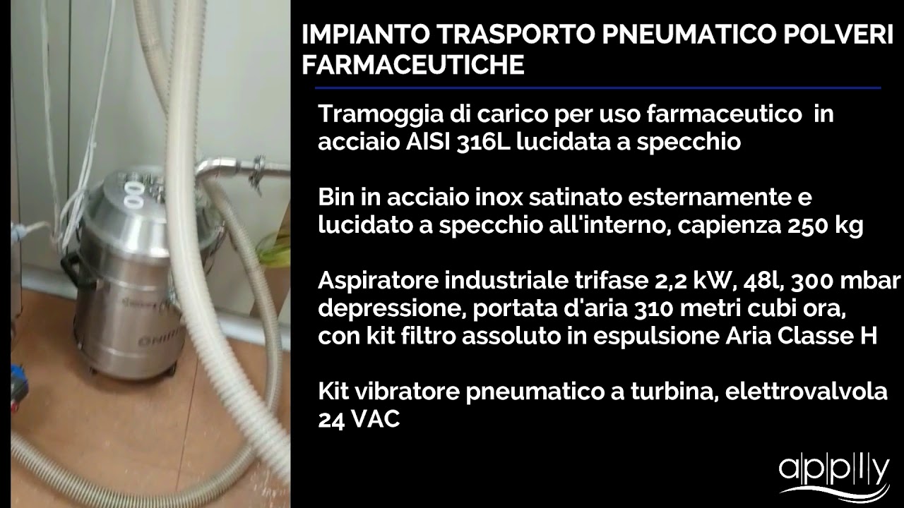 Trasporto pneumatico polveri farmaceutiche