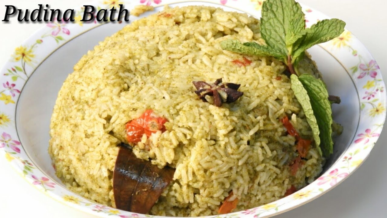 Pudina Bath Recipe - ಪುದೀನ ಬಾತ್‌ | Pudina Baath / Pudina Rice Recipe in Kannada | Rekha Aduge