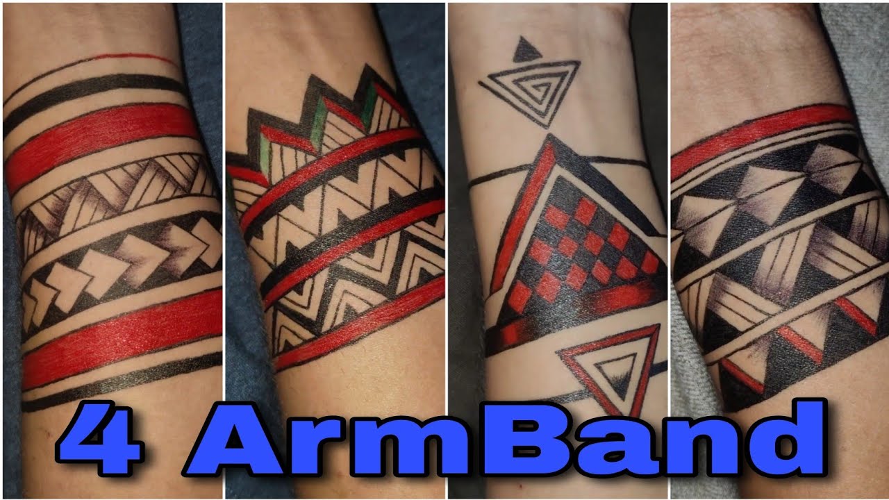 4 Unique Arm Band tattoo making|| tattoo making art|| Temporary tattoo art