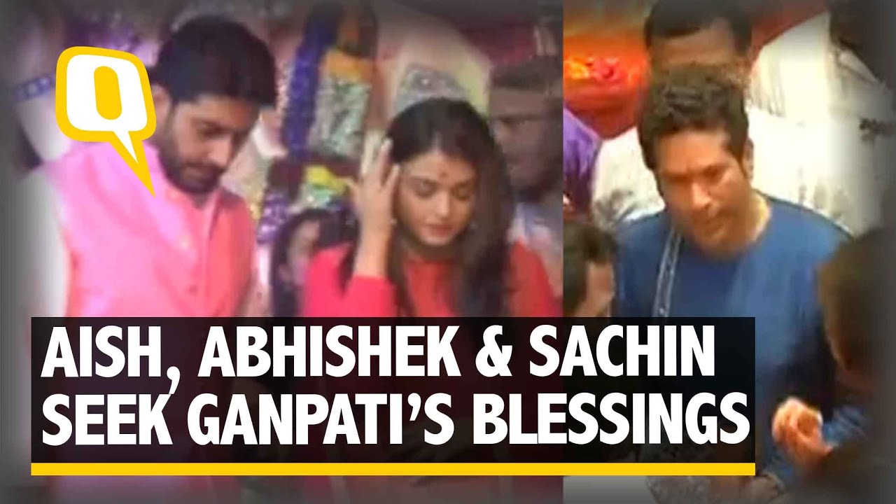 The Quint: Aish & Abhishek Bachchan, Sachin Tendulkar Seek Ganpati&rsquo;s Blessing