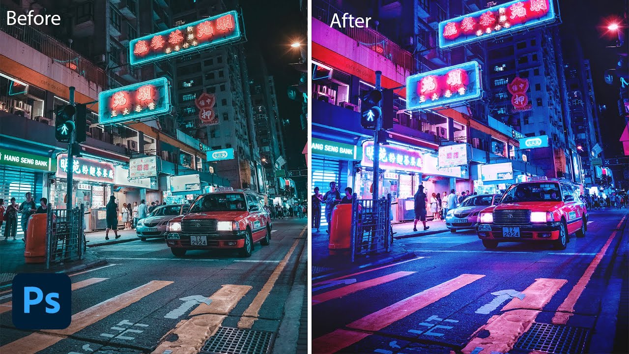 how to create cyberpunk 2077 city effect in photoshop