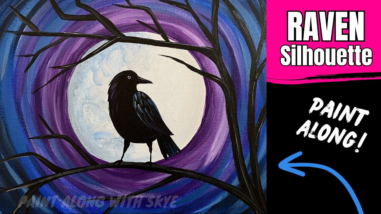 🐦‍⬛EP223- 'Raven Silhouette' easy step by step Halloween spooky fun acrylic painting tutorial