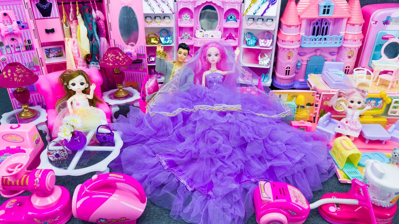 20 Minutes Satisfying Unboxing Royal Barbie Princess Bed & Wardrobe Dress Up Playset ASMR Review Toy