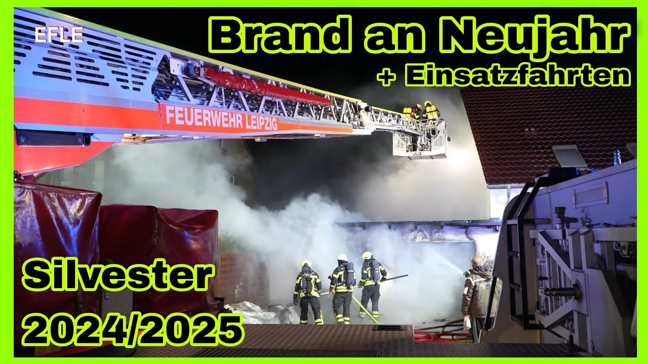 🚓WASSERWERFER🚒EINSATZFAHRTEN🚑GARAGENBRAND AM WOHNHAUS🔥Die Silvesternacht 2024/2025 in Leipzig🚨🔊
