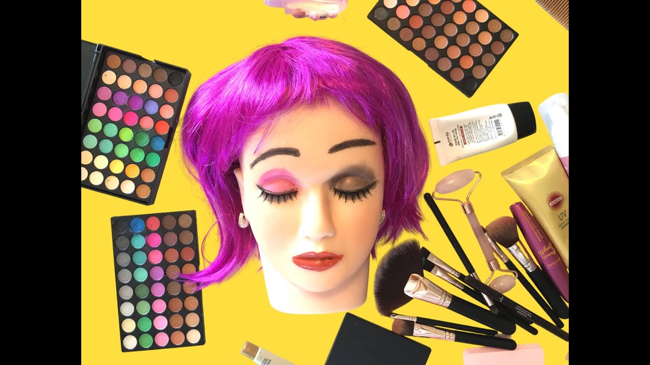 ASMR Makeup on Mannequin 🎭 (No Talking) | ASMR Harley Quinn Makeup 💋 🎀 Satisfying Vídeos