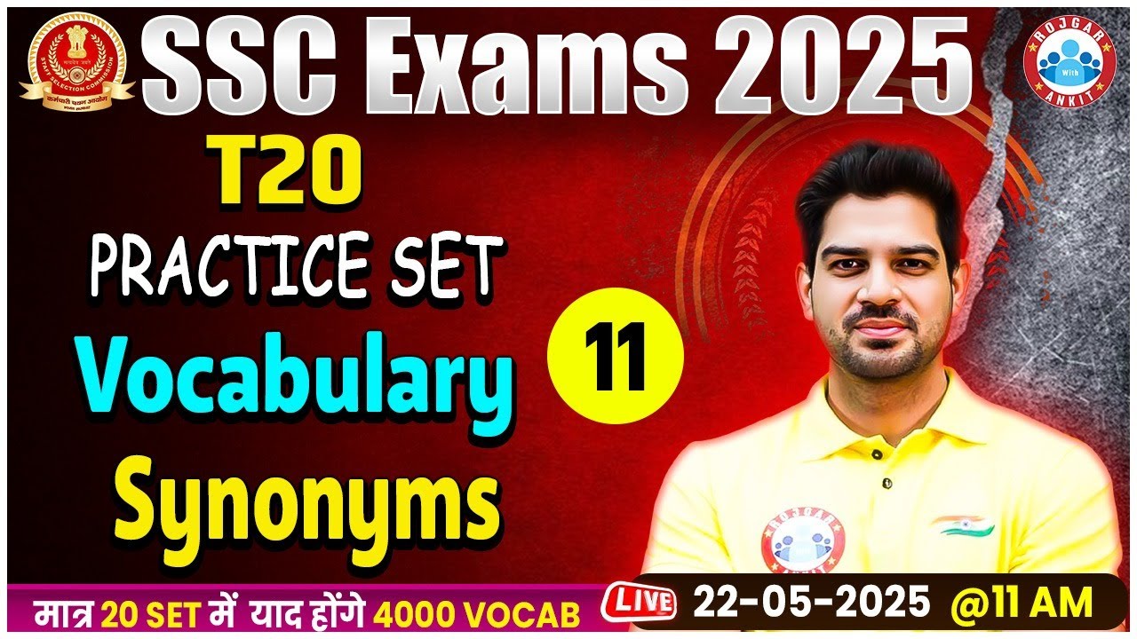 SSC Exams 2025 | T20 Vocabulary Practice Set #11 | Synonyms By Sanjeev Thakur Sir
