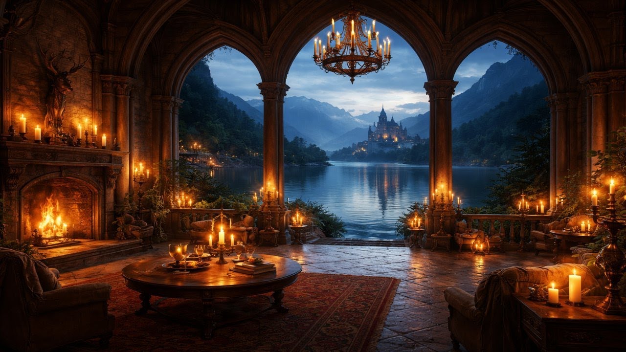 Lakeside Castle Room Ambience - Cozy Fantasy Atmosphere for Reading & Relaxing