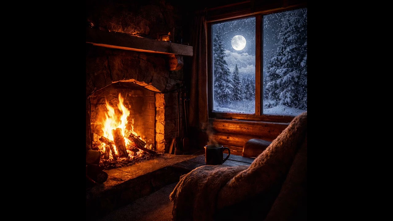 Cozy Fireplace in a Snow Cabin ❄️🔥 Relaxing Fire Sounds for Deep Sleep (1 Hour)
