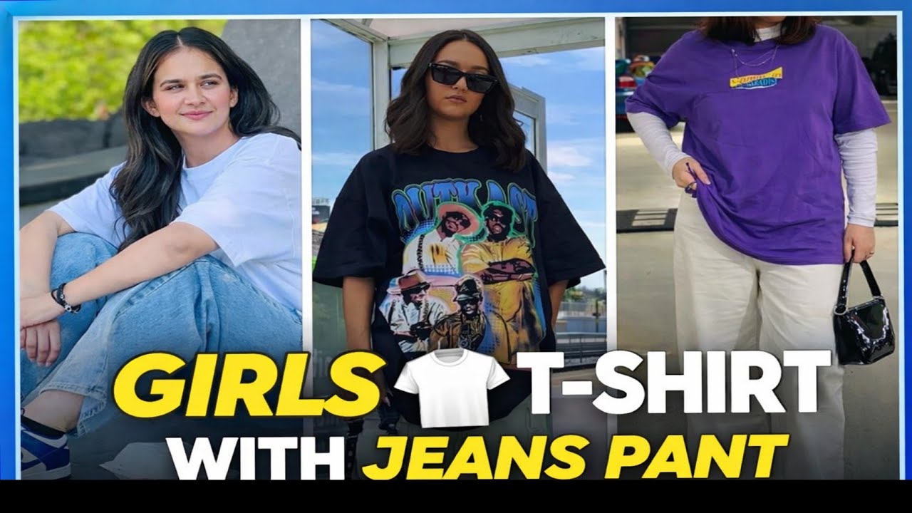 Girls 👕 t-shirt with jeans pant 👀😯#tshirtwithjeanspant#girlsfashion