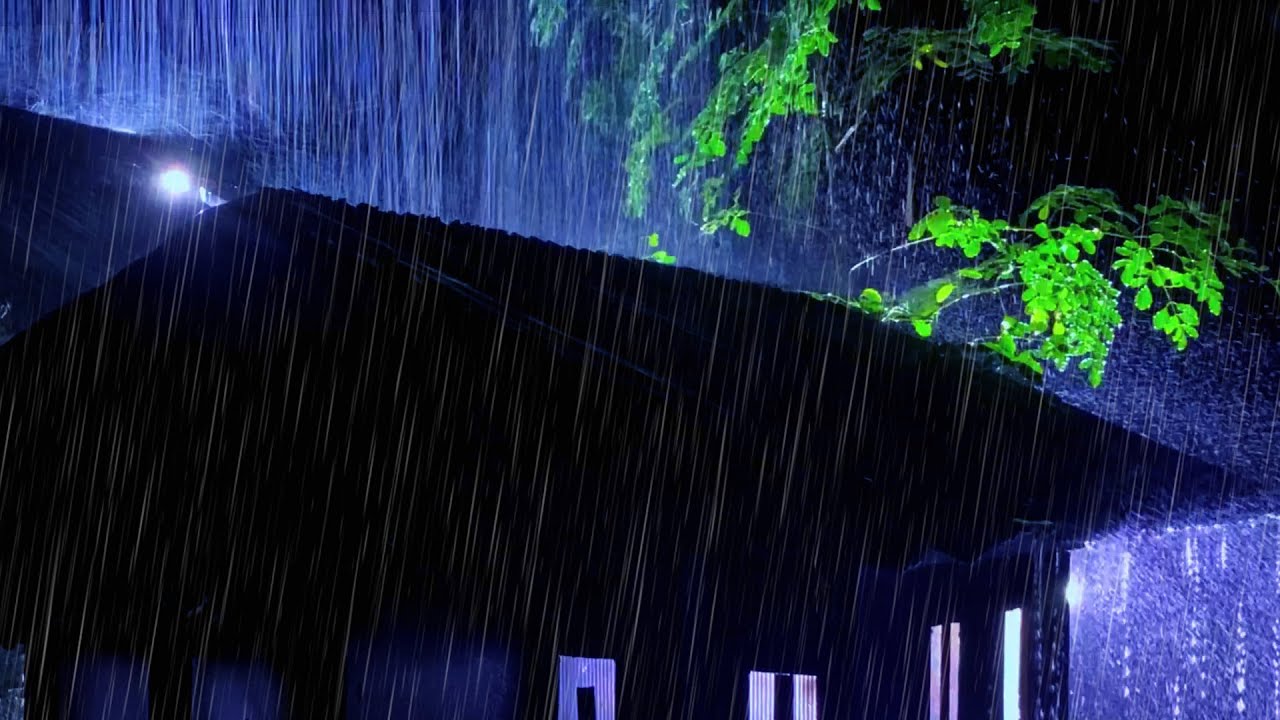 Heavy  Rain & Thunder on a Cabin 🌧️ Sleep-Inducing Night Rain, Cozy ASMR Rian Sounds