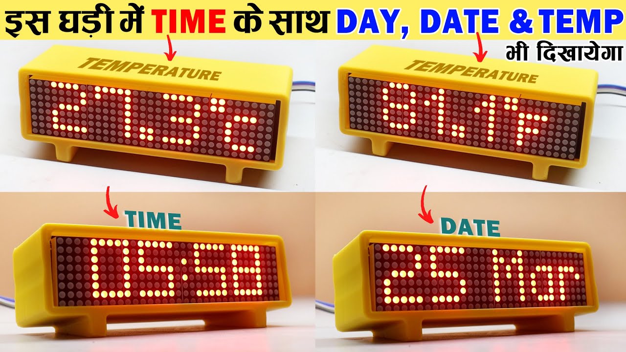 How to Make a Digital Clock Shows Time, Day, Date & Temperature Using MAX7219 Display and DS3231