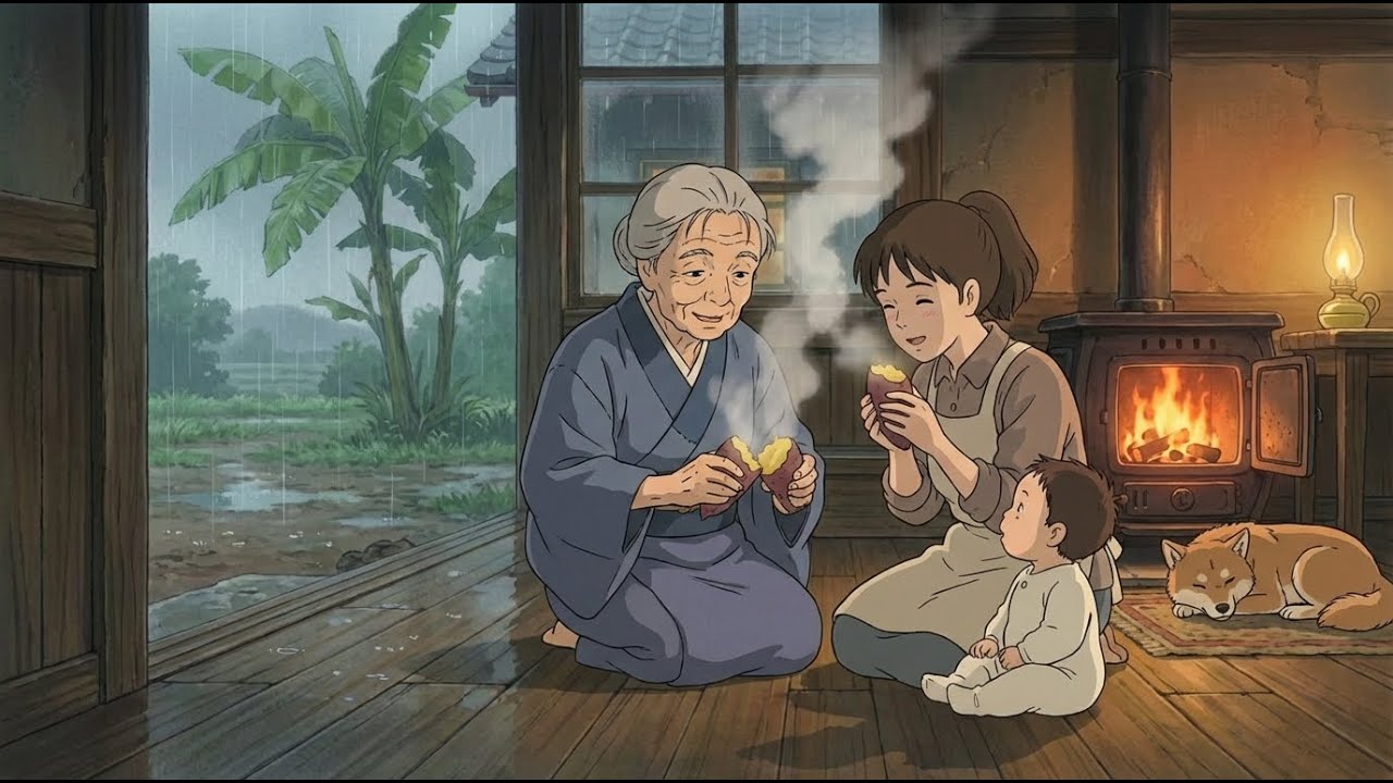 A Rainy Night at Home 🌧️ | Cozy Family Moments | Peaceful Ghibli-Style Animation