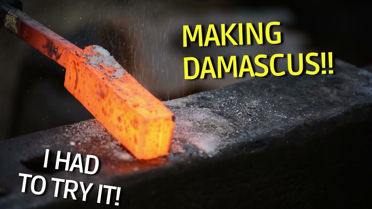 Forging Damascus Steel Knife From Start to Finish - Full Blacksmith Build