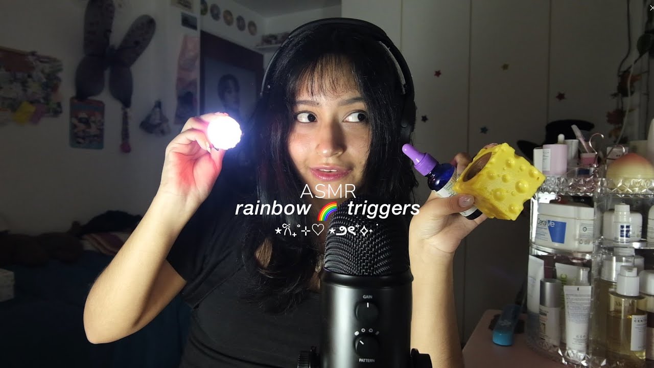 ASMR un trigger por cada color del arcoíris 🌈 | ¿NUEVO MICRÓFONO? 😱 | focus triggers, tapping