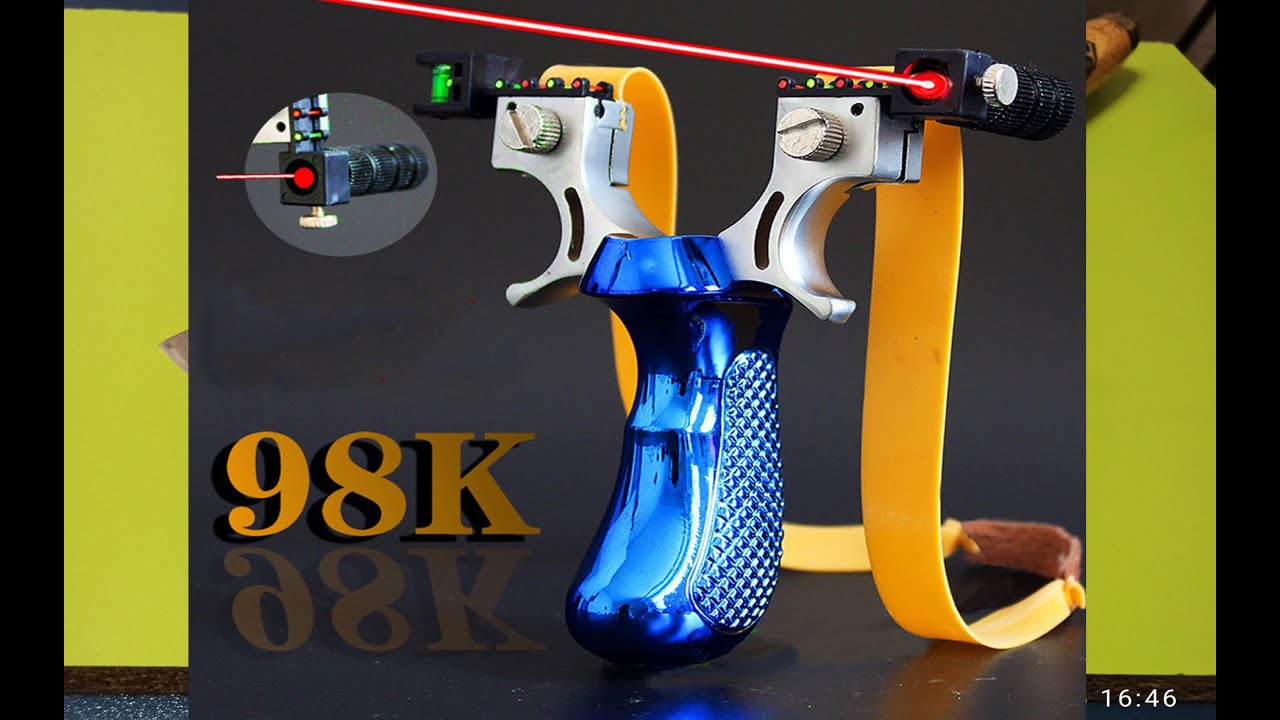 Slingshot.-How To Shoot with Slingshot | Sling Shot With Clamp and Laser | Hunting Powerful Catapult