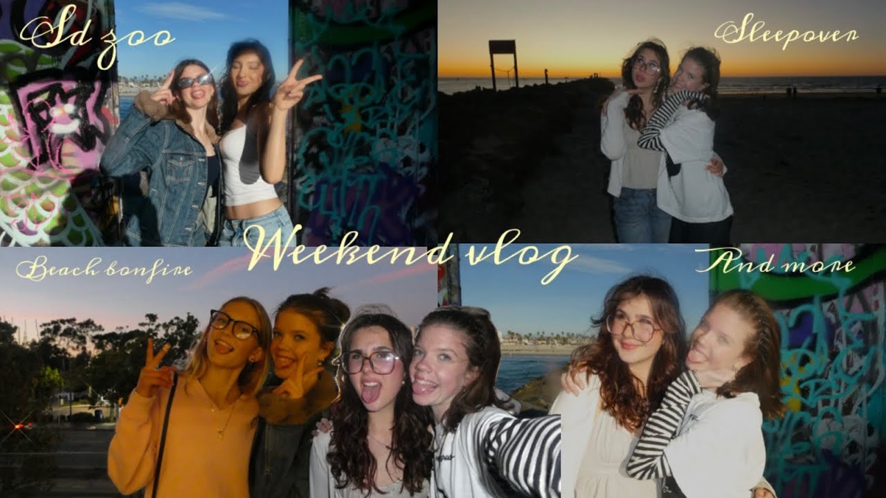 Weekend vlog (sleepover, beach bonfire, sd zoo, and more…) #vlog #twins #influencer 