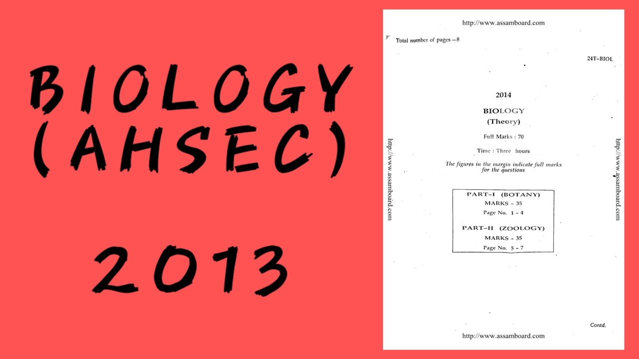 Biology AHSEC Assam Science Class XII Question Paper 2013 |