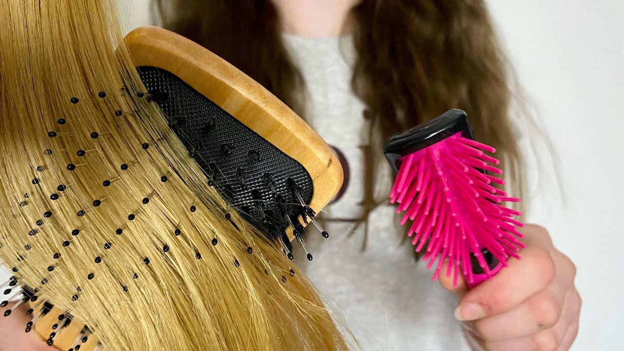 ASMR Brushing + straightening your hair | real hair | bangs combing | actual camera touching