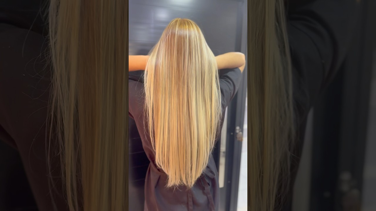 Transi&ccedil;&atilde;o de mechas para tinta no cabelo loiro #loiro #loirodetinta #cabelo #mechasloiras