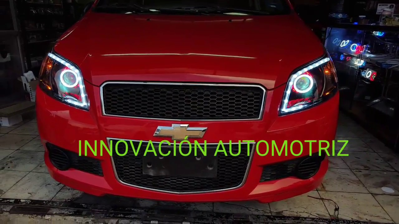 MODIFICACION FAROS AVEO RETROFIT LUPAS TIRA TIPO AUDI DIAMANTE