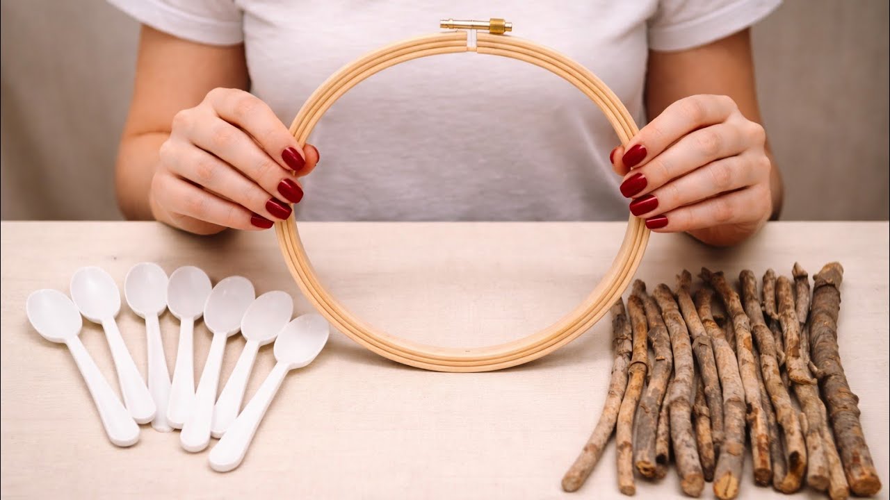 Tree Branches and Plastic Spoon Idea! Look What I Made DIY ♻️🥰