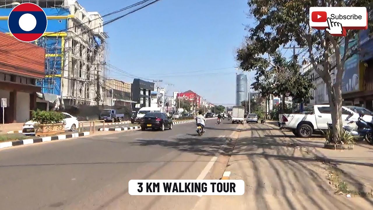 3 km Walking Tour Street View in Vientiane