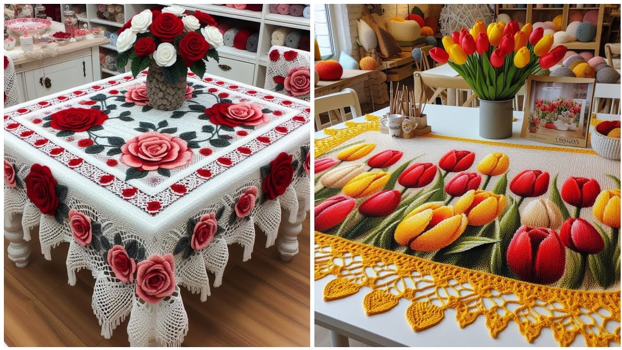 Crochet tablecloth design ideas. (share ideas created by AI)#crochet
