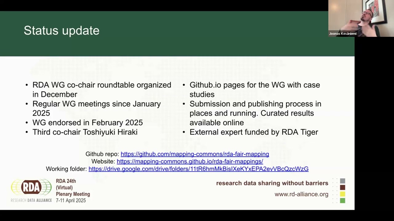 FAIR Mappings WG - Use case highlights and the initial taxonomy for mappings