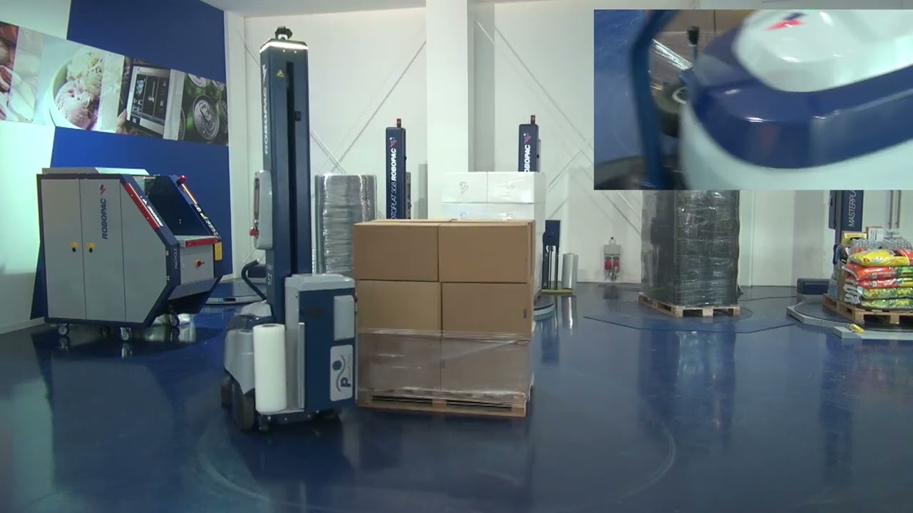 Robot S7 portable stretch wrapper with roping and automatic cutting