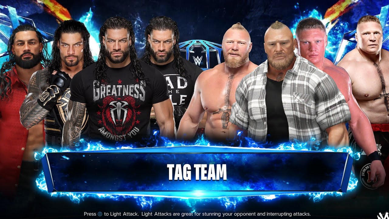 4 Roman Reigns Vs 4 Brock Lesnar Full Fight wwe2k24 