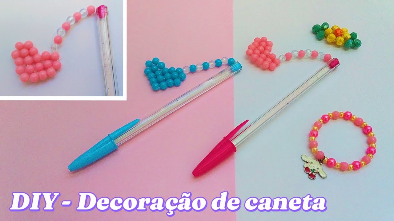 DIY - 💖Decoração de caneta💙 (passo a passo) #diy #bijoux #caneta #starofcrafts