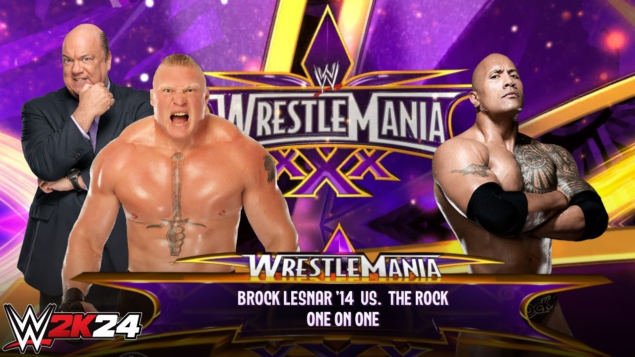 Full Match - Brock Lesnar '14 vs The Rock: Single Match at Wrestlemania 30 | WWE 2k24 