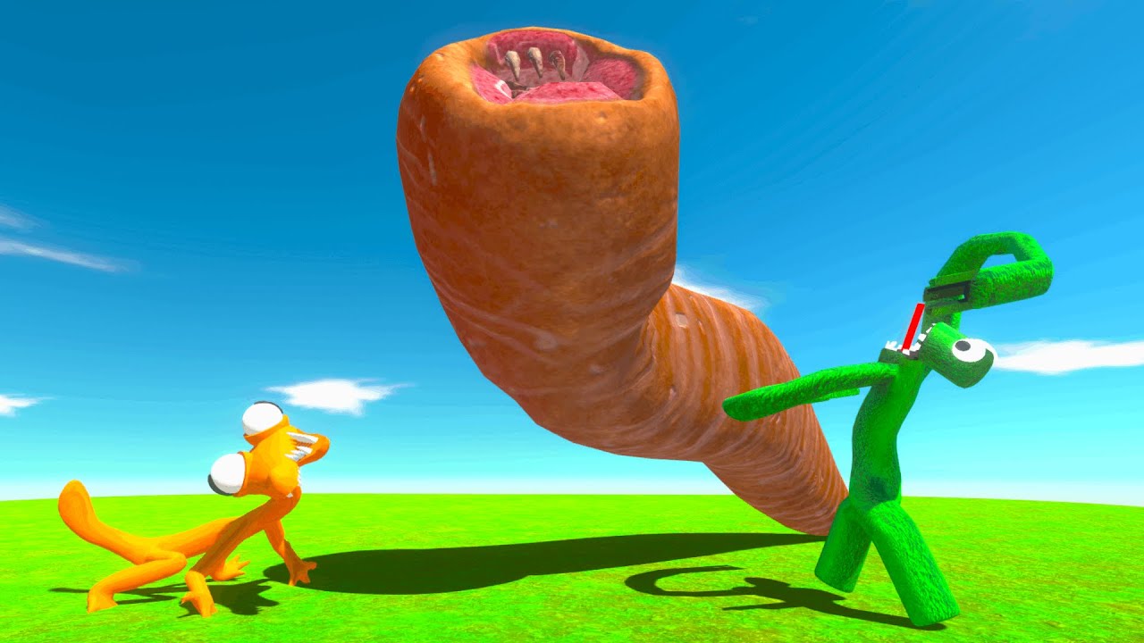 GIANT WORM VS RAINBOW FRIENDS p1 - Animal Revolt Battle Simulator