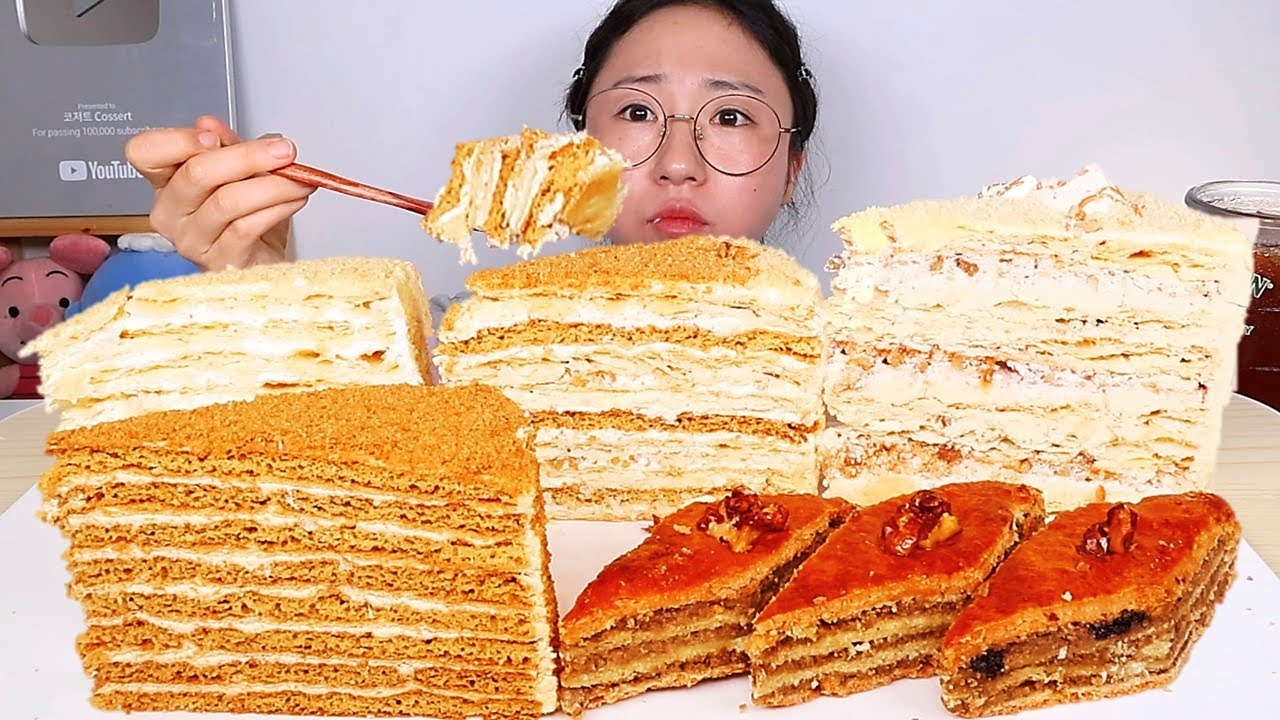 러시아 꿀케이크🍯 메도빅 케이크 나폴레옹 케이크 아를레킨 바클라바 러시아 디저트 먹방 Dessert Mukbang