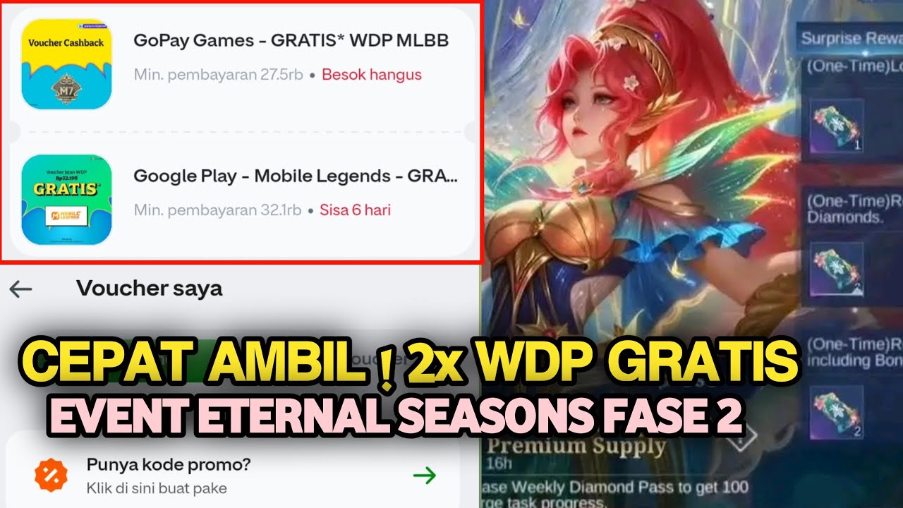 CARA BELI 2x WDP GRATIS DI APK GOPAY EVENT ETERNAL SEASONS FASE 2 MOBILE LEGENDS