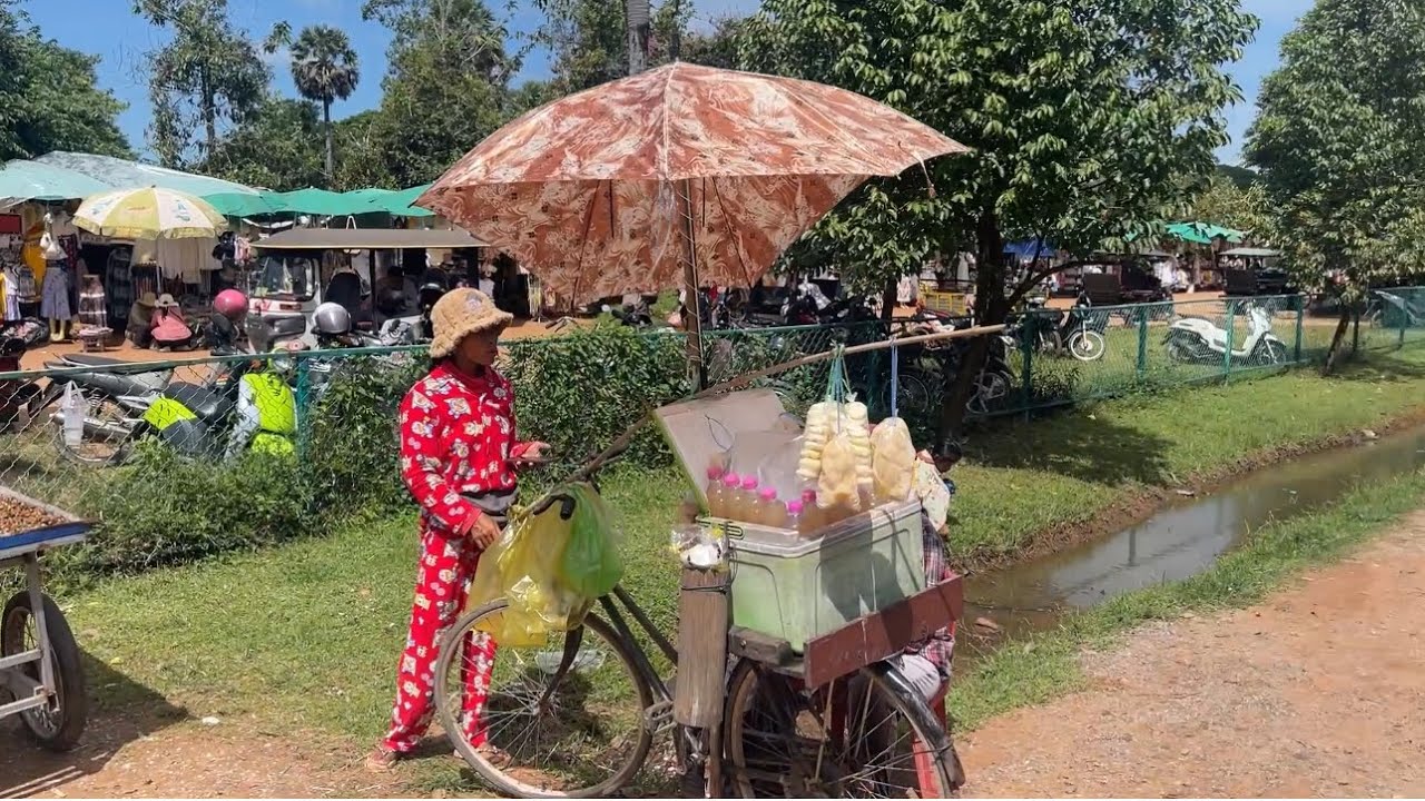 Having Street Food Around Angkor Wat Area in Siem Reap Province, Cambodia