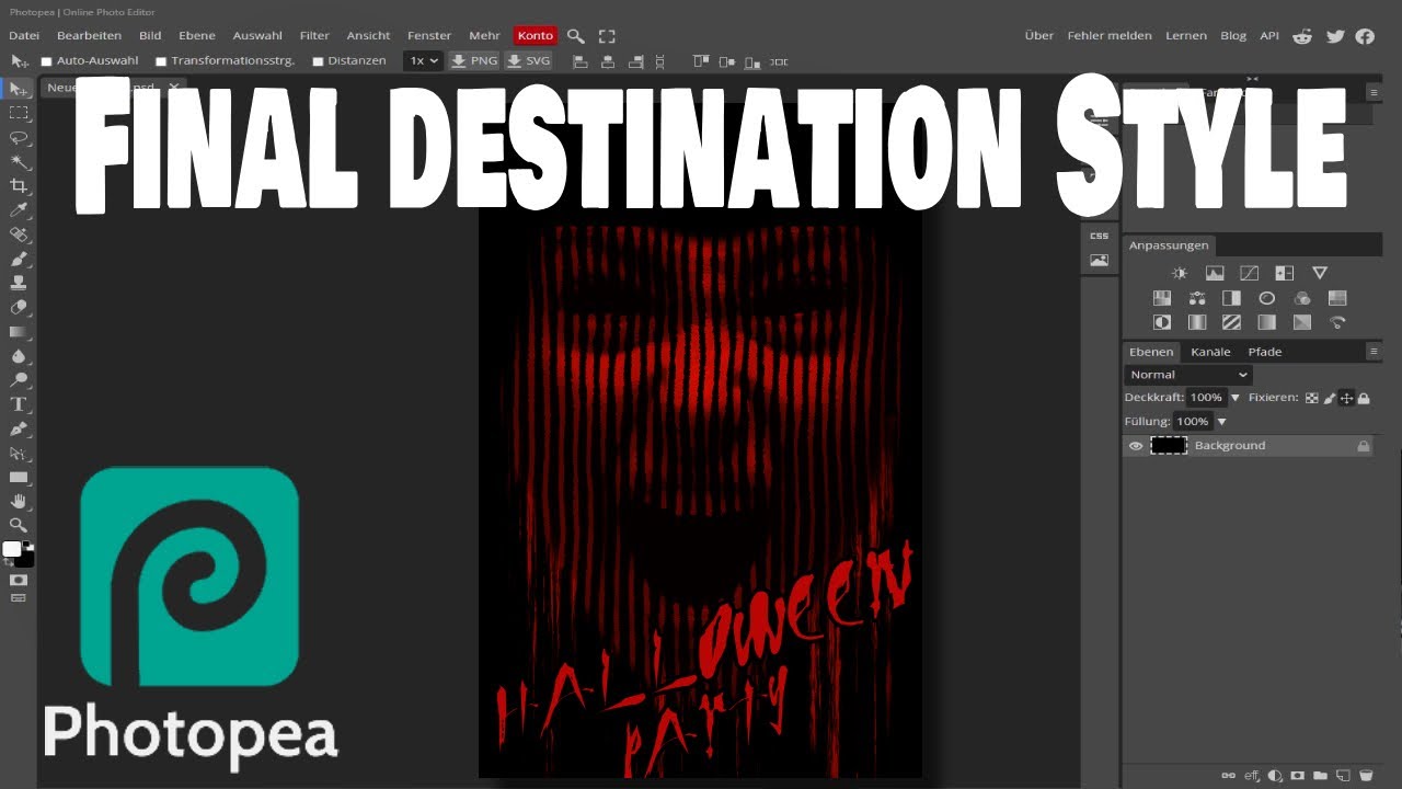 Photopea - Halloweenflyer im Stil von Final Destination