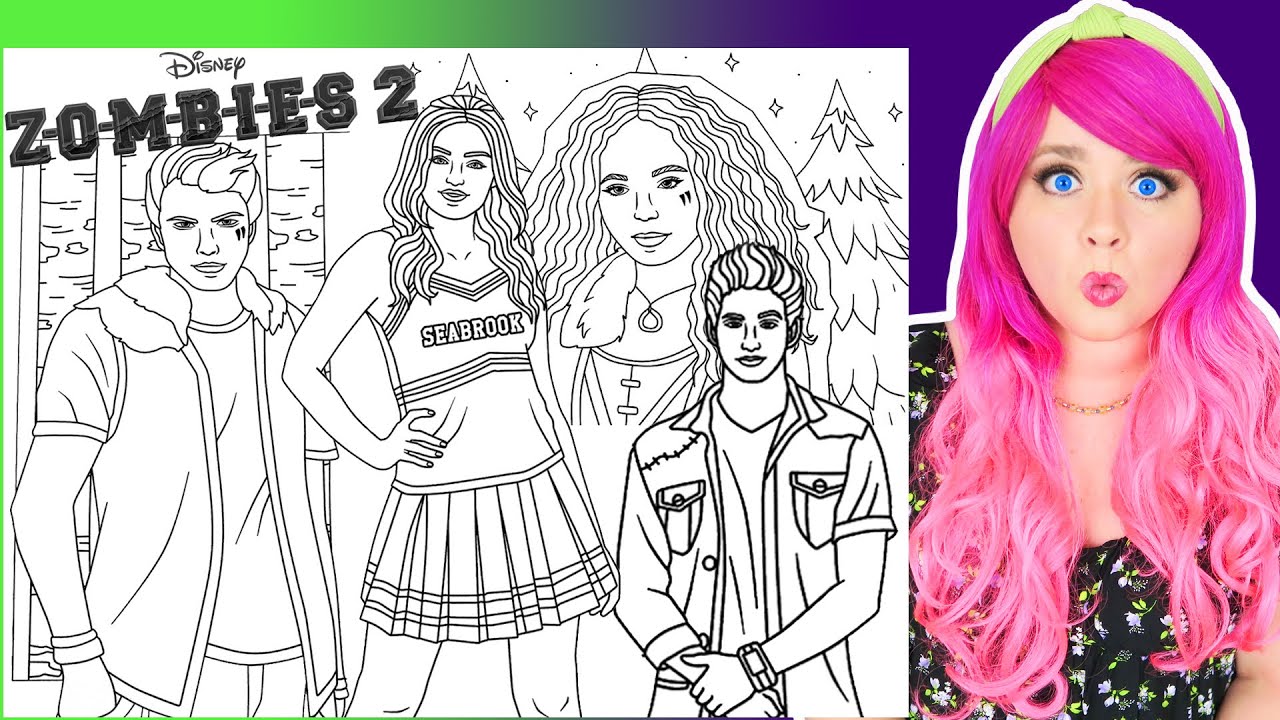 Coloring Disney Z-O-M-B-I-E-S Addison, Zed, Wyatt & Willa Coloring Pages | Disney Zombies Coloring