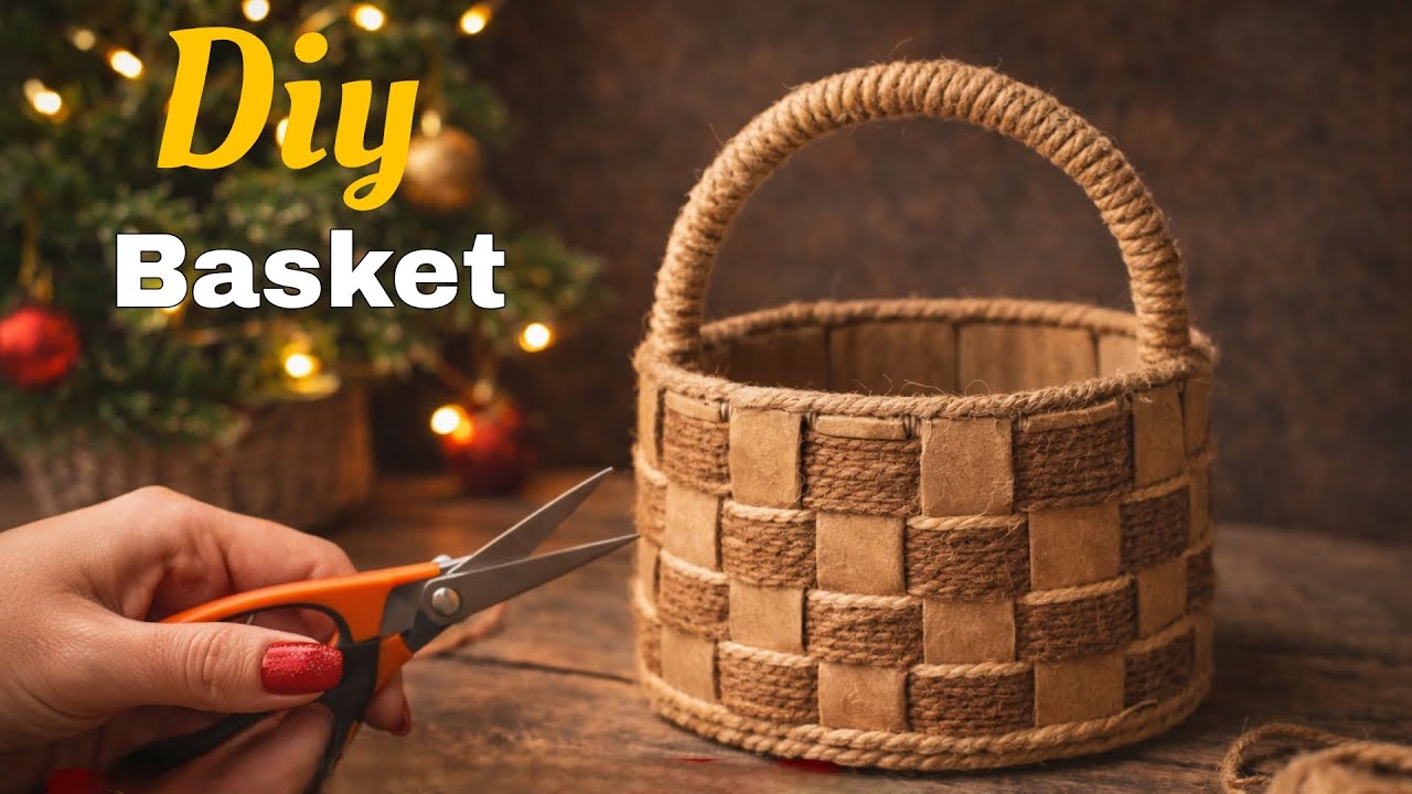 Transforming Cardboard and fabric♻️: Diy_Basket