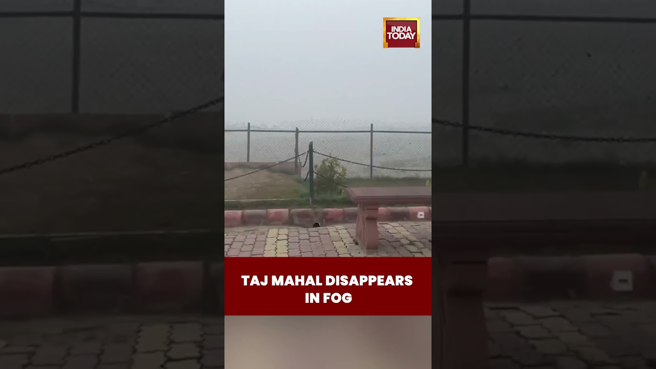 Dense Fog Engulfs Agra; Taj Mahal Disappears Behind Thick Fog at Taj View Point