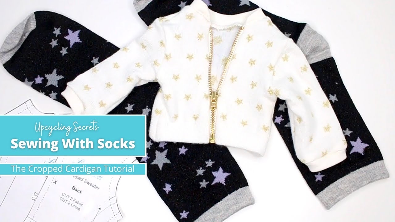 Fabric Hack - Socks Upcycled into a Cropped Cardigan for Dolls