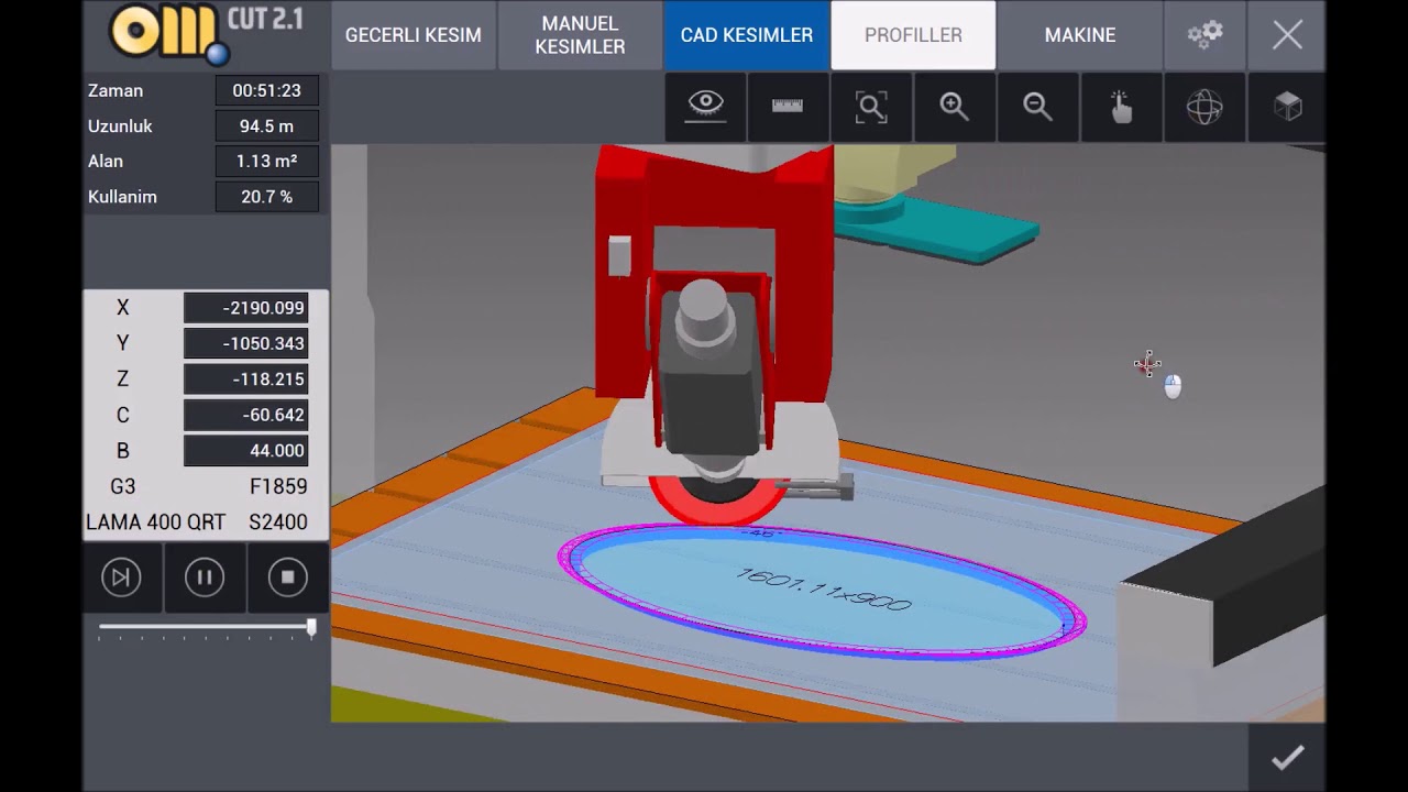 OMAGCUT Eliptik Eğrisel Kesimler