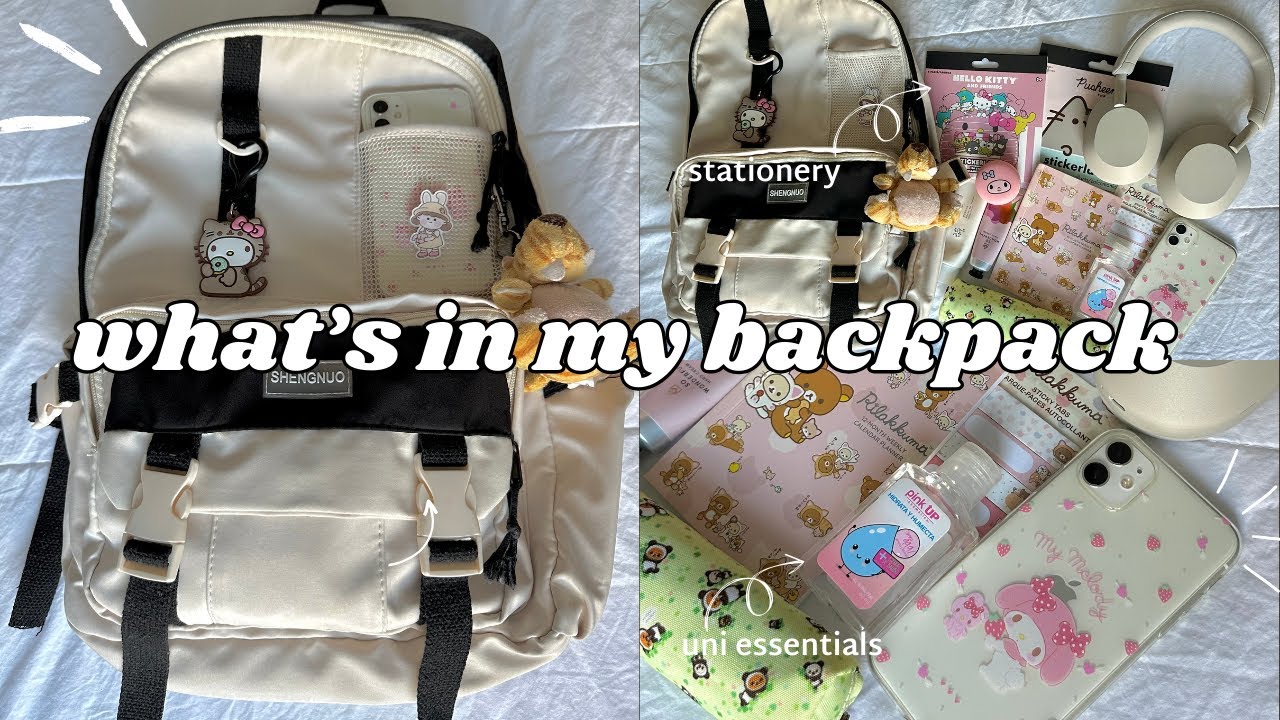 what's in my uni backpack + pack with me ❤︎₊ ⊹˚ beige & minimalistic 🧸