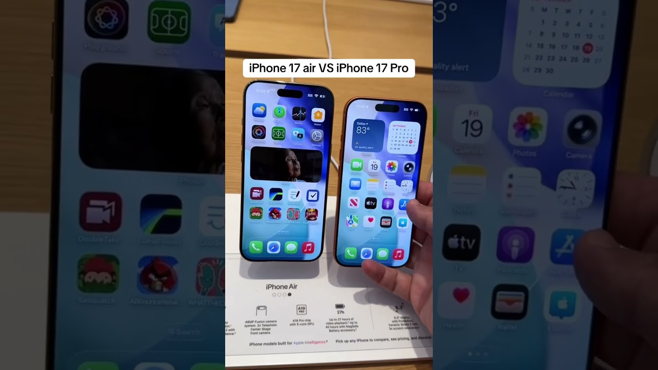 iPhone 17 air vs iPhone 17 pro size comparison LIVE.
