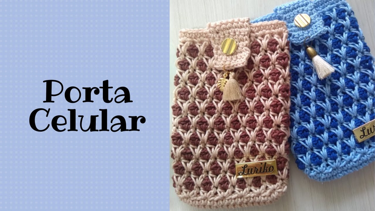 Porta celular de crochê
