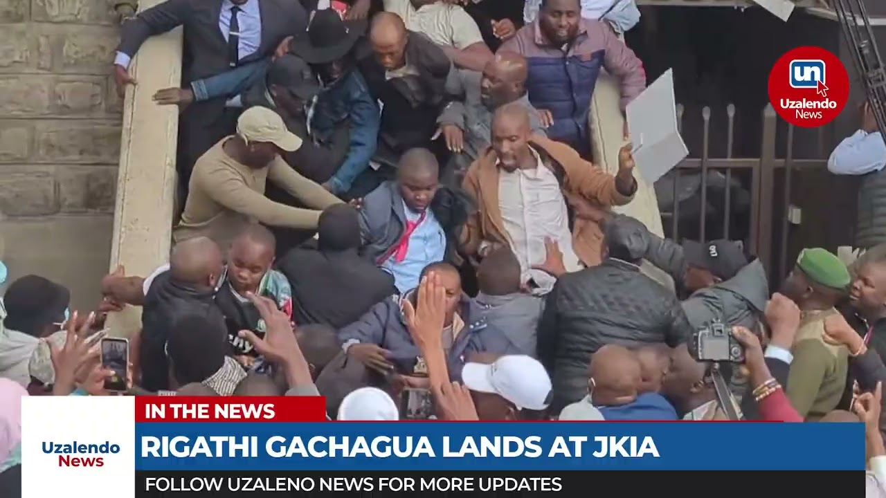 SEE THE MOMENT RIGATHI GACHAGUA LANDED AT JKIA FROM U.S.A