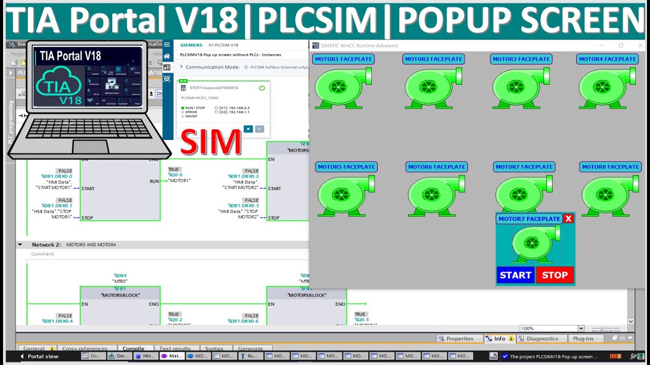 TIA Portal V18|PLCSIM V18|Pop up screens without connect with PLCs