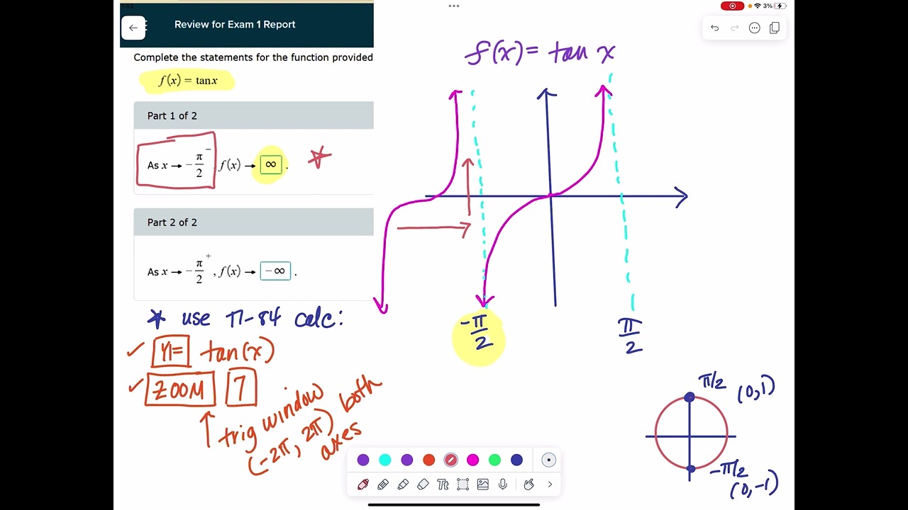 y=tan(x) limit problem from Exam 1 Review