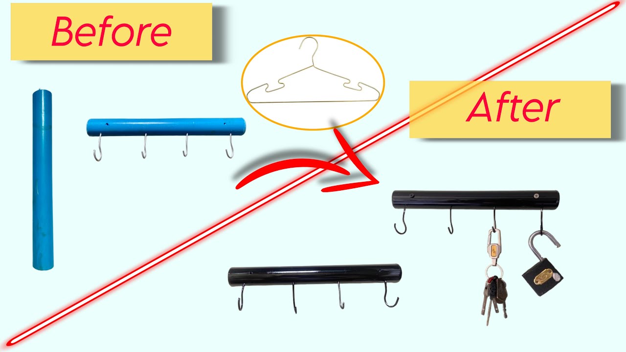 How to make Wall Hanger Metal 4 Hooks from PVC.